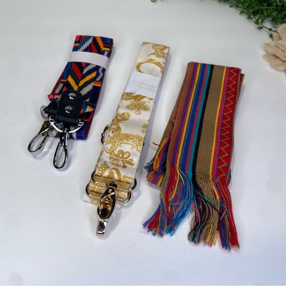 Three Woven Multicolored Multipurpose Belt Tie Purse Camera Strap Accessories - Picture 1 of 7